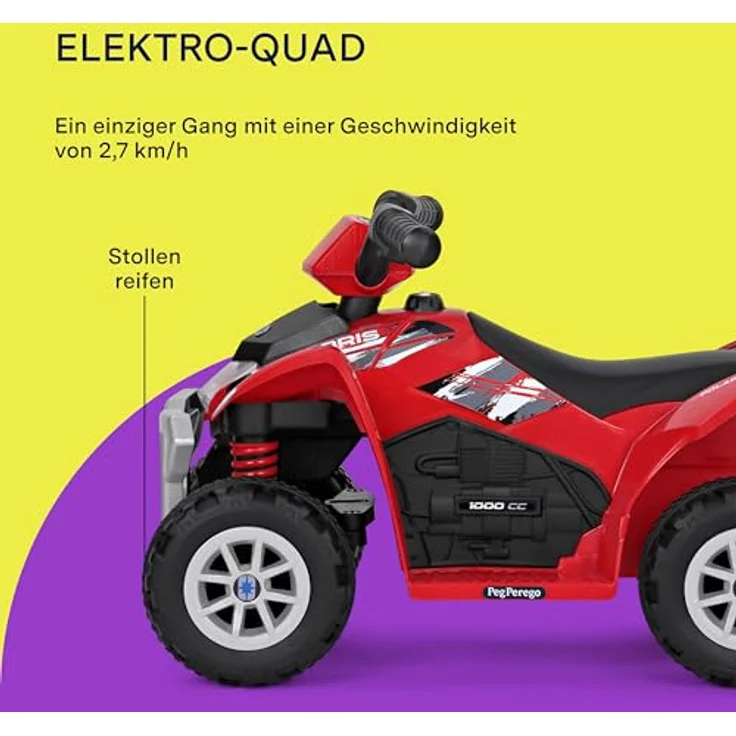 Peg Perego PEG Polaris Mini Quad, elektrisches Kinderfahrzeug für Kinder ab 1 Jahr, 6-V-Akku, 90 Minuten Reichweite, 2,7 km/h, mit Licht- und Soundeffekten – Bild 3