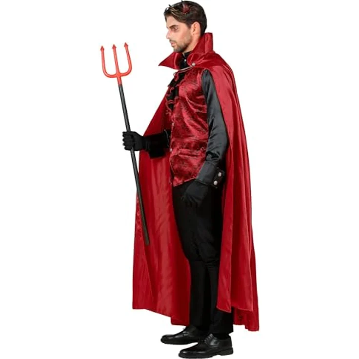 Widmann Kostüm Teufel, Schwarz-Rot, inkl. Hemd mit Weste, Jabot, Umhang und Handschuhen, Größe L – Bild 3