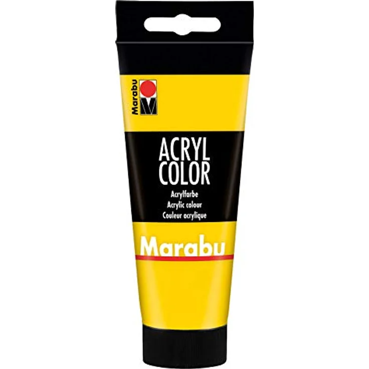 Marabu Acryl Color gelb 100 ml, cremige wasserbasierte Acrylfarbe, schnell trocknend, lichtecht und wasserfest, für Leinwand, Papier und Holz – Bild 1