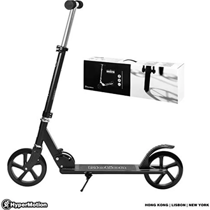 HyperMotion ROCKSTER, klappbarer Tretroller für Kinder ab 8 Jahren und Erwachsene, schwarz, leicht und robust mit 200 mm Rädern und verstellbarem Lenker – Bild 5