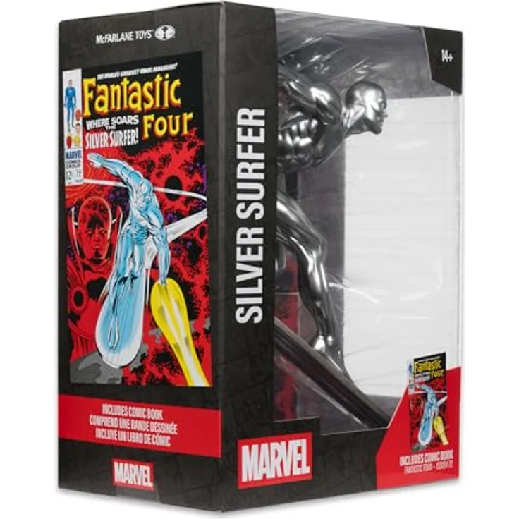 McFarlane Marvel Collection PVC Statue 1/6 Silver Surfer, detailreiche 25 cm Figur mit Diorama-Base und Comic (englisch) – Bild 7