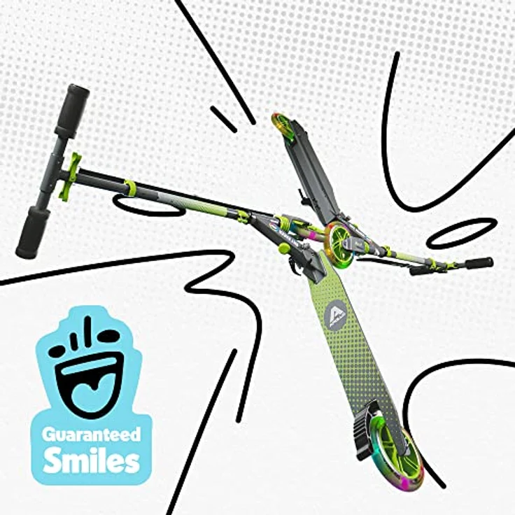 Apollo Skyracer City Roller mit LED Leuchträdern | Roller Kinder 6 Jahre | City Scooter mit Federung | Tretroller für Kinder und Teens | Kinder Roller klappbar und höhenverstellbar, grün – Bild 5
