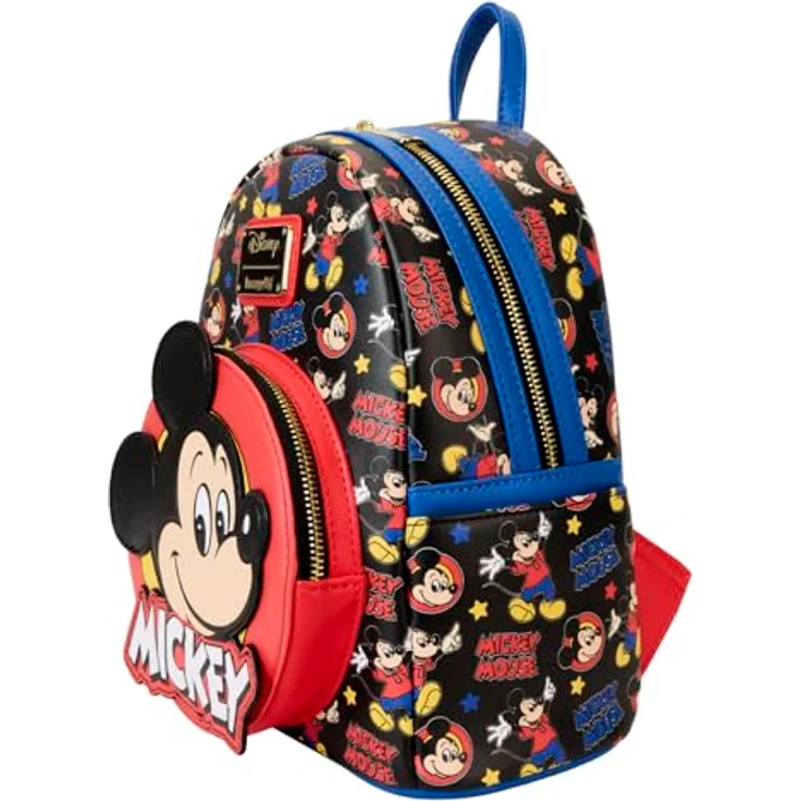 Loungefly Disney Mickey and Friends Classic Mini Rucksack, veganes Leder, gepolsterte Schultergurte, 22,9 x 26,7 x 11,4 cm – Bild 2