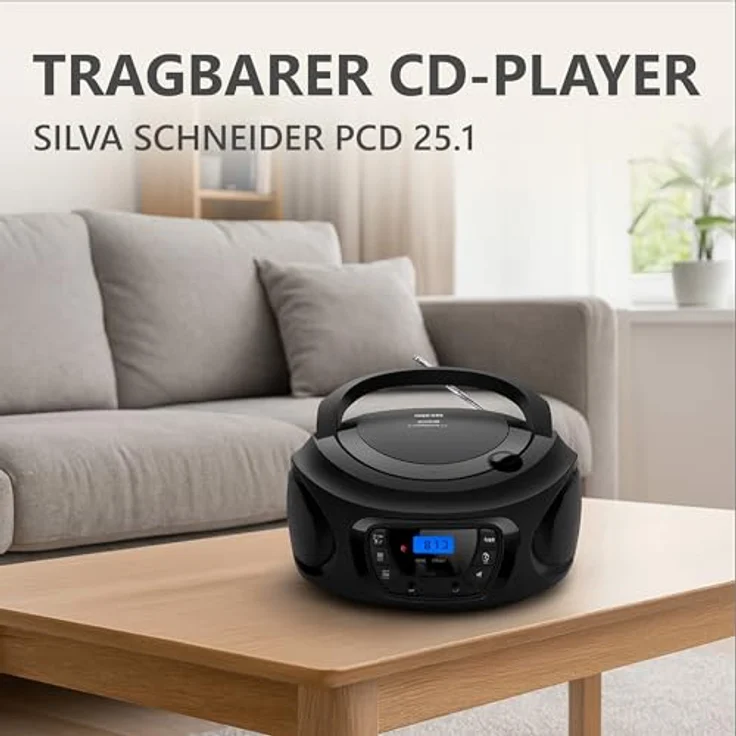 Silva Schneider PCD 25.1 – Tragbarer CD-Player mit UKW-PLL Radio, 30 Senderspeicher, AUX-In & Kopfhöreranschluss – Schwarz – Bild 5
