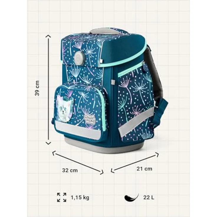 SCHOOL-MOOD Champion Maxx Pro Schulranzen-Set 6-teilig, höhenverstellbar, 22 L, ca. 1,1 kg – Motiv Lina (Kätzchen), ergonomisch für Grundschule 1.–4. Klasse, Modell 2026 – Bild 4