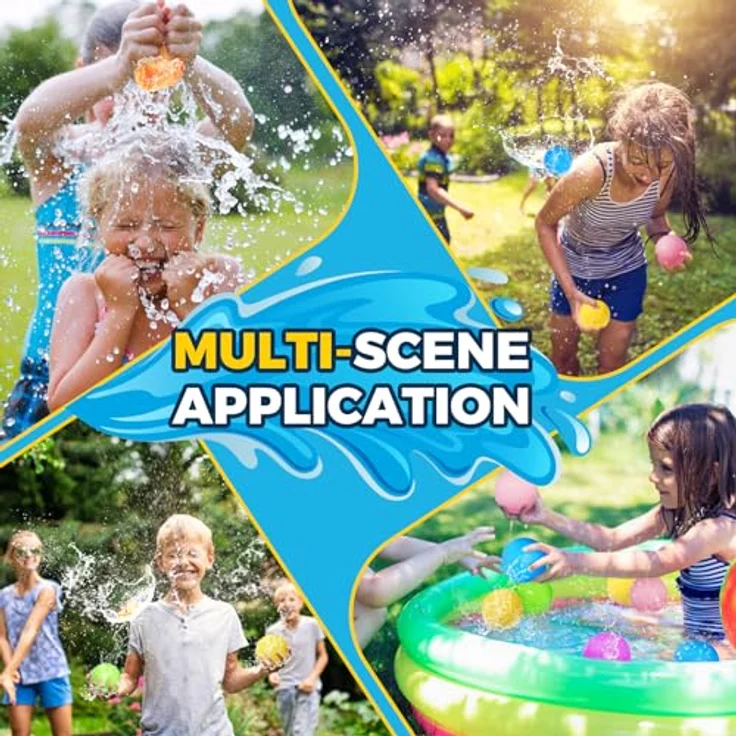 SOPPYCID 6 Stück Wiederverwendbare Wasserbomben Selbstschließend, Schnell befüllbare Silikon Spritzbälle für Kinder Erwachsene, Outdoor Sommerspaß Wasserspielzeug für Party, Wasserpark, Familienspiel – Bild 5