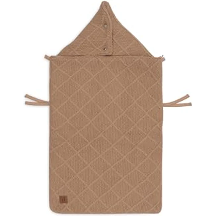Jollein Fußsack Check Knit Biscuit, Strickmuster mit Fleece Futter für Babyschale Gruppe 0+ und Kinderwagen, passend für 3- und 5-Punkt-Gurt – Bild 4