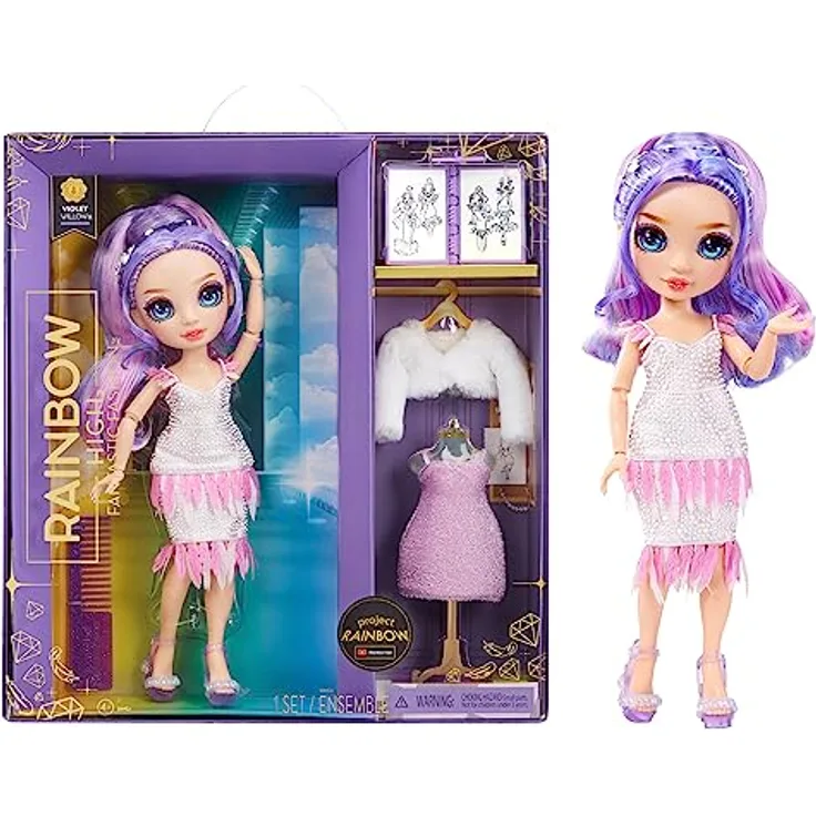Rainbow High Fantastic Fashion Puppe - Violet Willow - Lila Modepuppe und Spielset mit 2 Outfits & Modeaccessoires - Für Sammler und Kinder von 4-12 Jahren