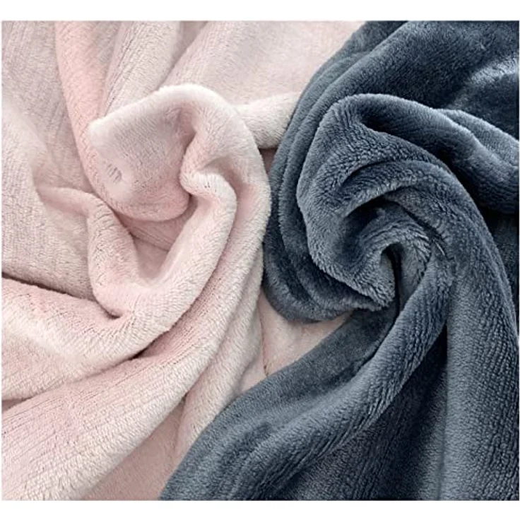 heimtexland ® Teddy Flanell Wende Bettwäsche Bettbezug Set 80x80 I 135x200 Plüsch Bezug Cashmere Touch Typ751 Rosa Anthrazit – Bild 2