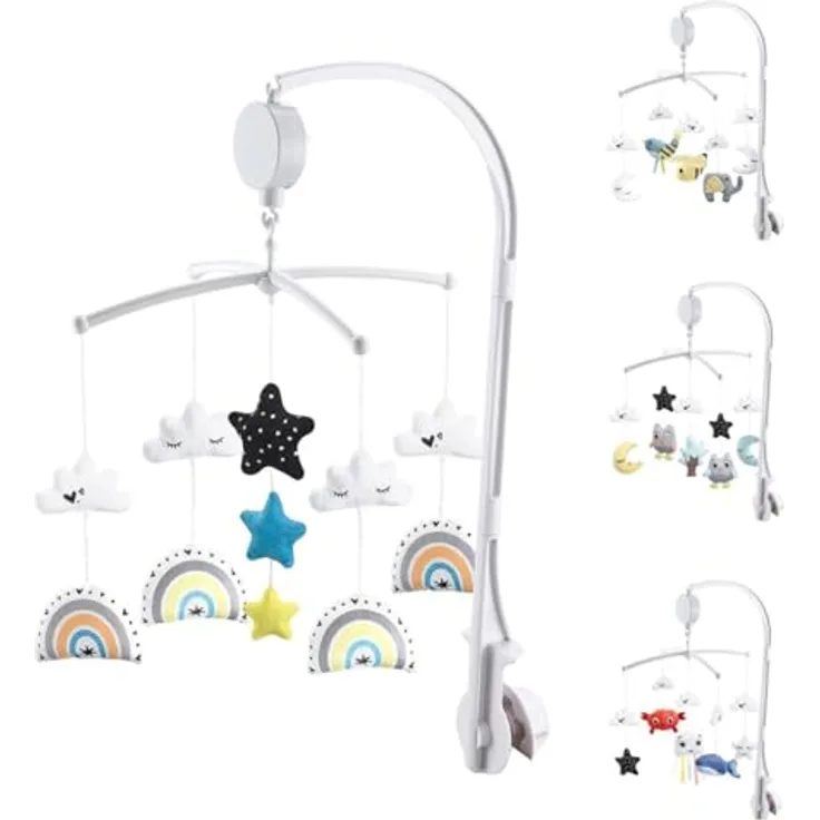 Chipolino Musik Mobile Wolken, Melodien mit abnehmbaren Figuren und Aufzugsmechanismus, bunt