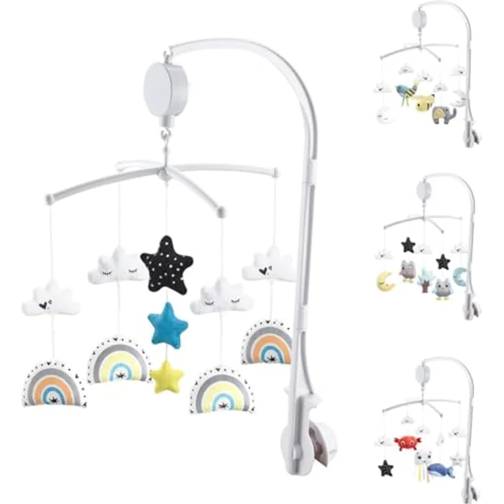 Chipolino Musik Mobile Wolken, Melodien mit abnehmbaren Figuren und Aufzugsmechanismus, bunt – Bild 1