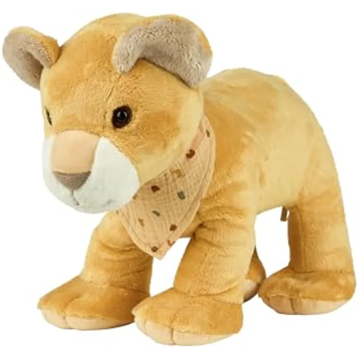 Sterntaler Kuscheltier XL LÖWE Leo, Mattgelb, flauschig aus hochwertigem Polyester mit Musselin-Schal