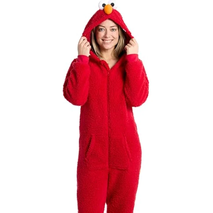 Konjac Sponge OppoSuits: Elmo (XXL), roter Onesie mit Reißverschluss und seitlichen Taschen – Bild 7