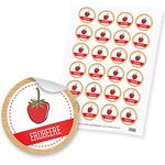 itenga 24x Sticker Aufkleber Erdbeere für Marmelade, Konfitüre und Likör, selbstklebend, Durchmesser 4,0 cm, Papier mit Schutzlack