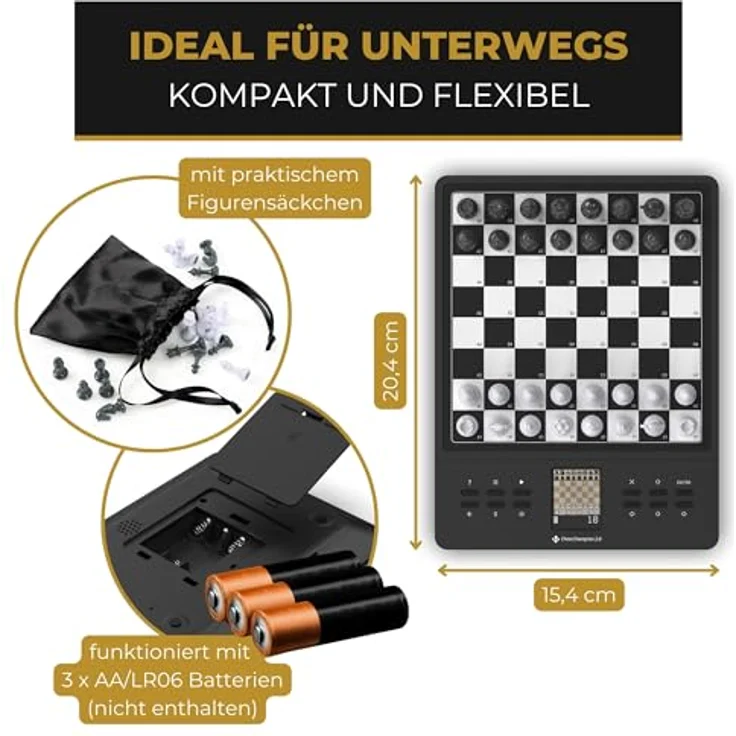 Millennium 2000 Chess Champion 2.0, Schachcomputer mit KI-Trainer und Farbdisplay, kompakt und mobil – Bild 8