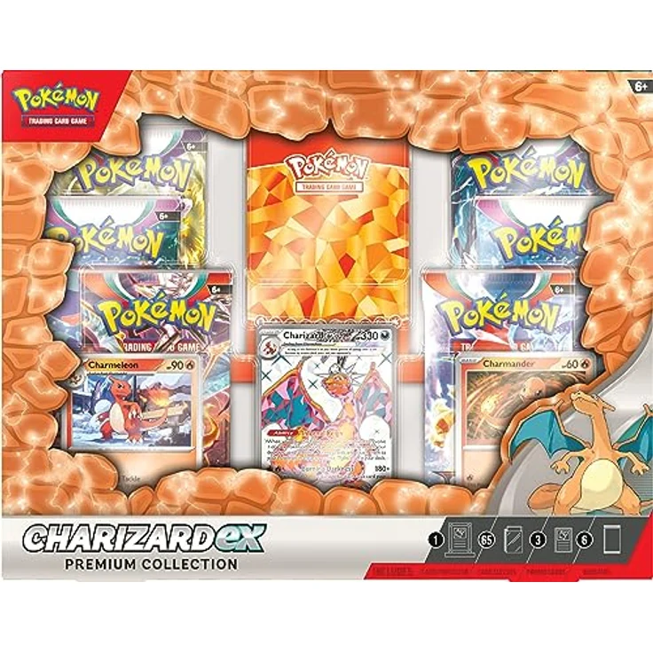 Pokémon Charizard EX Premium Collection Box - EN, mit geprägter holografischer Promokarte und 2 holografischen Karten, englischsprachige Version – Bild 2