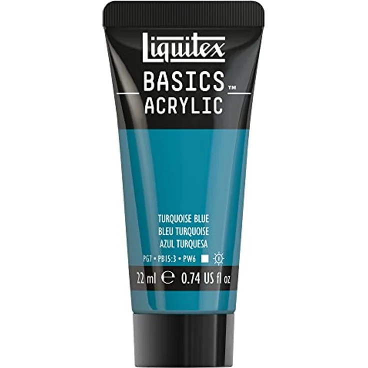 Liquitex Basics Acrylfarbe - Türkisblau - 22 ml Tube, lichtecht, mittlere Viskosität, seidenglänzend, monopigmentiert, Archivqualität – Bild 1
