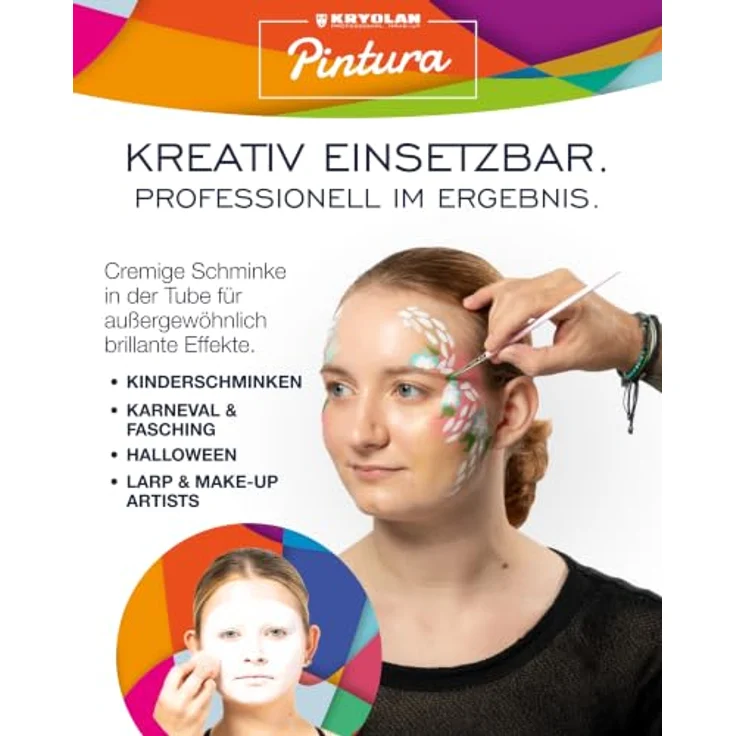 Kryolan Pintura Water Color Make-up Hot Pink 20 ml, wasserbasierte Kinderschminke für Gesicht & Körper, CE-zertifiziert, schnell trocknend & leicht abwaschbar – Bild 3