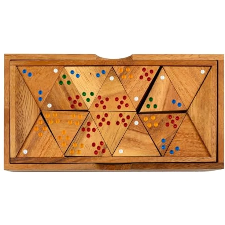 Philos 3618 Dreieck Domino, Dominospiel aus Holz mit 56 Spielsteinen, für 2-6 Spieler, Maße Holzbox 200 x 100 x 45 mm, ab 6 Jahren – Bild 2