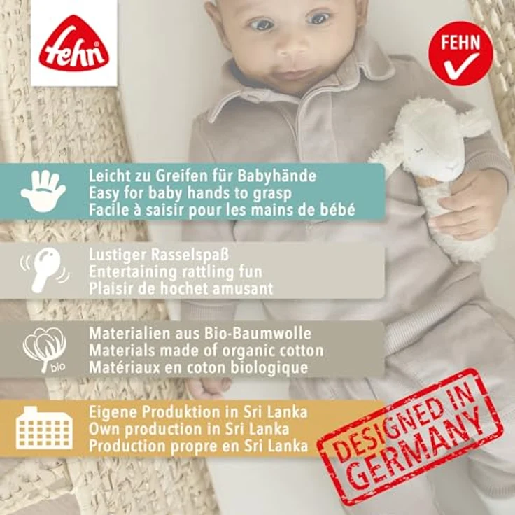 Fehn Greifspielzeug Stoffball Hund NATUR, Bio-Baumwolle, fördert Geschicklichkeit und Motorik – Bild 6