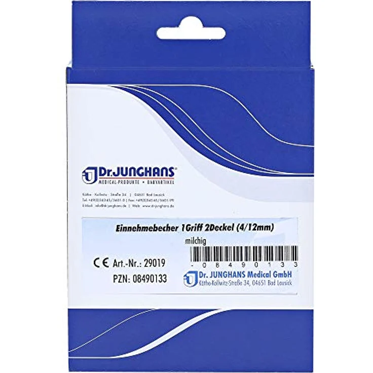 Dr. Junghans Medical 29019 Einnehmebecher mit Griff milchig - 2 Deckel 4/12 mm – Bild 2