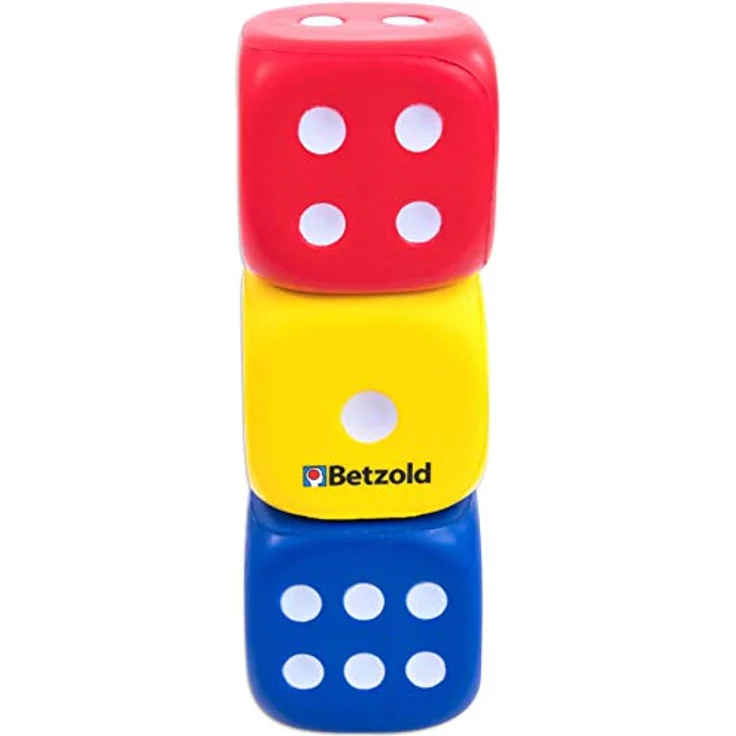 Betzold 35453 - Schaumstoff-Würfel 3 Augenwürfel rot blau gelb - Kinder Soft-Würfel – Bild 8