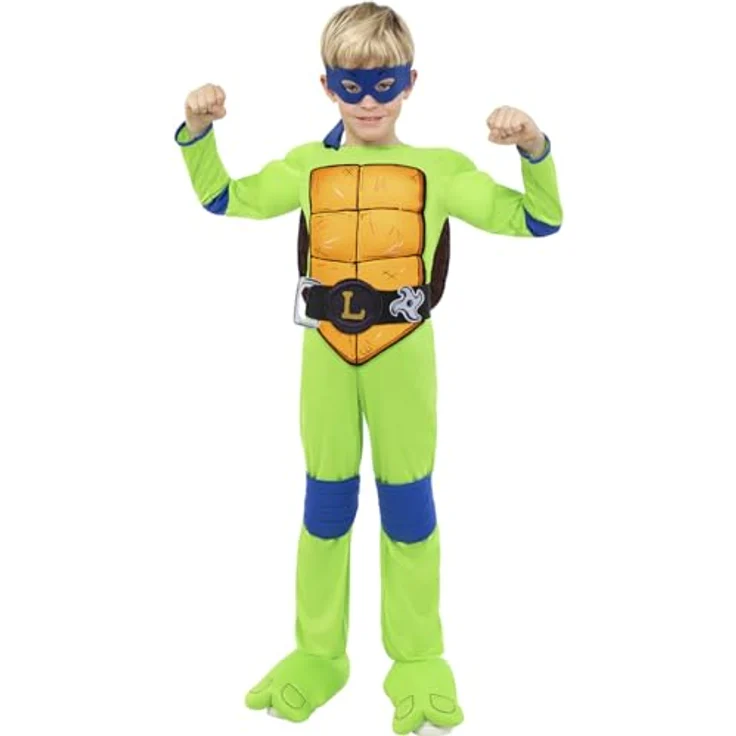 Funidelia Leonardo Kostüm - Teenage Mutant Ninja Turtles für Jungen - Größe 3-4 Jahre, Grünes Kostüm für Kinder mit Maske, Panzer & Zubehör – Bild 1