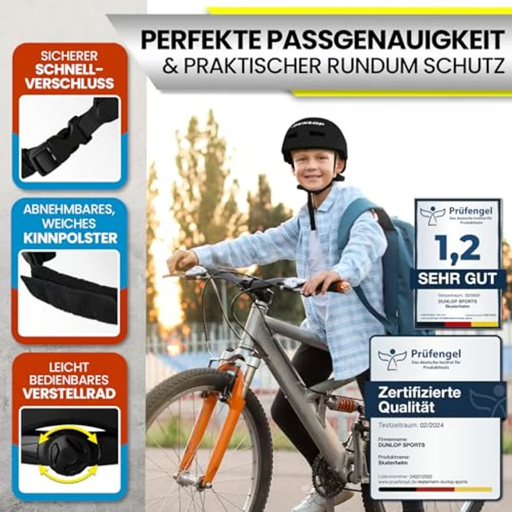 Dunlop Sports Urban Cool Pro Fahrradhelm - Test Sehr Gut - Leicht & robust, 14-fach belüftet, Schnellverschluss, Auto Kopfanpassung (Schwarz, S (48-53cm)) - Preisvergleich – Bild 3