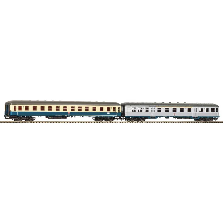 Piko H0 28325 H0 2er-Set Personenwagen 1x 1./2. Kl. Silberling + 1x 2. Kl. Bm 232 der DB, Epoche IV, hochwertige Laufeigenschaften
