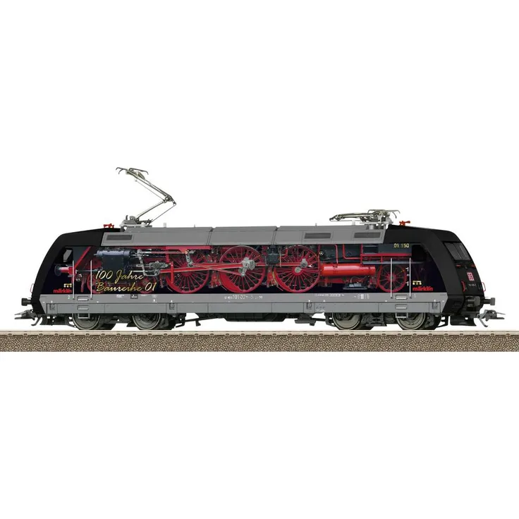 TRIX H0 E-Lok BR 101 Werbelok der DB AG, Digital-Decoder mit Geräuschfunktionen, 100 Jahre BR 01 Gestaltung, Länge 21,9 cm