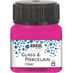 KREUL 16210 Glass & Porcelain Clear Pink, transparente Glas- und Porzellanmalfarbe auf Wasserbasis, schnelltrocknend, glasklar, 20 ml