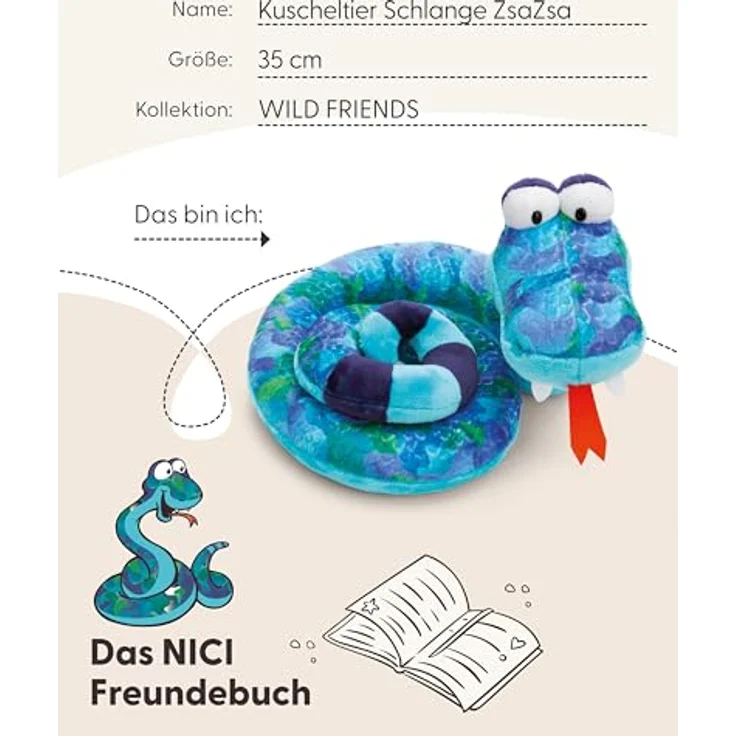 NICI Kuscheltier Schlange ZsaZsa, 35 cm, grün, aus weichem Plüsch, ideales Geschenk für Kinder & Erwachsene, Wild Friends Kollektion - 61721 – Bild 5