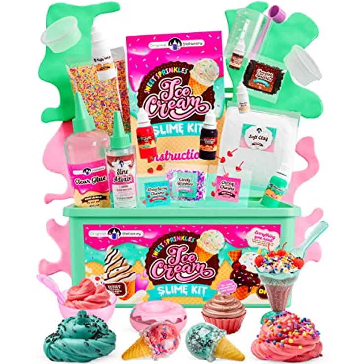 Original Stationery Süßes Eiscreme Schleim-Set für Mädchen, zum Selbermachen von Schleim, inklusive Donut-, Eiscreme- und Cupcake-Behältern, kreatives Geschenk für 8-12 Jahre – Bild 1