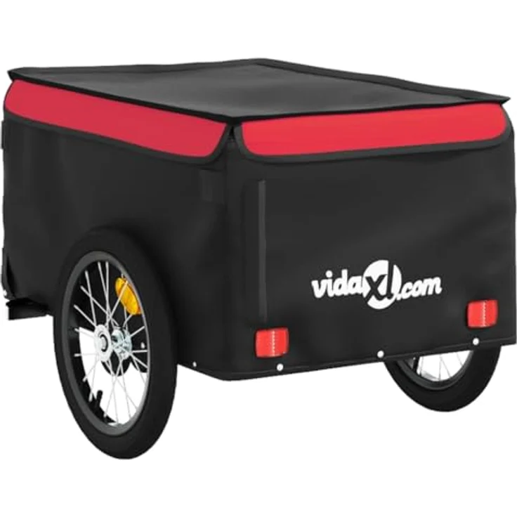 vidaXL Fahrradkinderanhänger Fahrradanhänger Schwarz und Rot 45 kg Eisen, Robustes Material, Praktisches Design, Maximale Tragfähigkeit – Bild 9