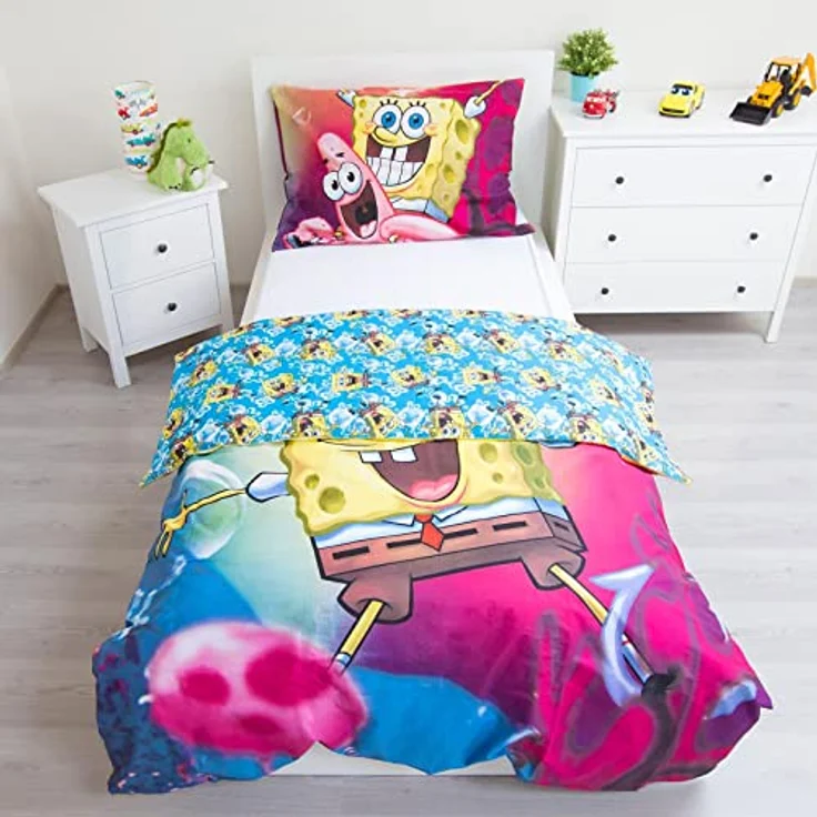 Jerry Fabrics Spongebob SBOB19BS049 Kinderbettwäsche Sponge Bob Schwammkopf, 2 Stück, 140x200 cm + 70x90 cm – Bild 3