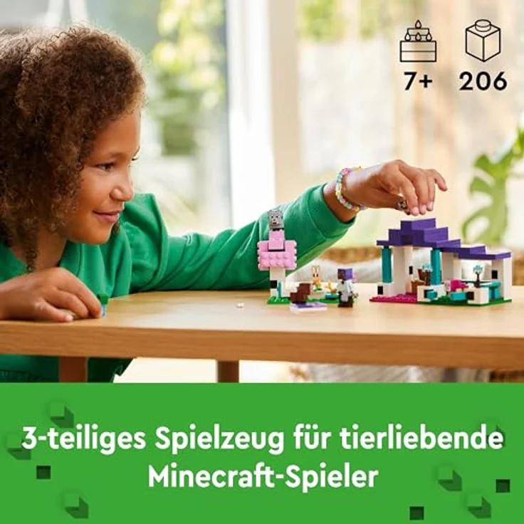 LEGO Minecraft Das Tierheim, Spielzeug mit vielen Tier-Figuren für Mädchen und Jungen ab 7 Jahren, Geschenk für Gamer und Kinder, Modell-Set des Ebene-Bioms aus Steinen 21253 – Bild 2