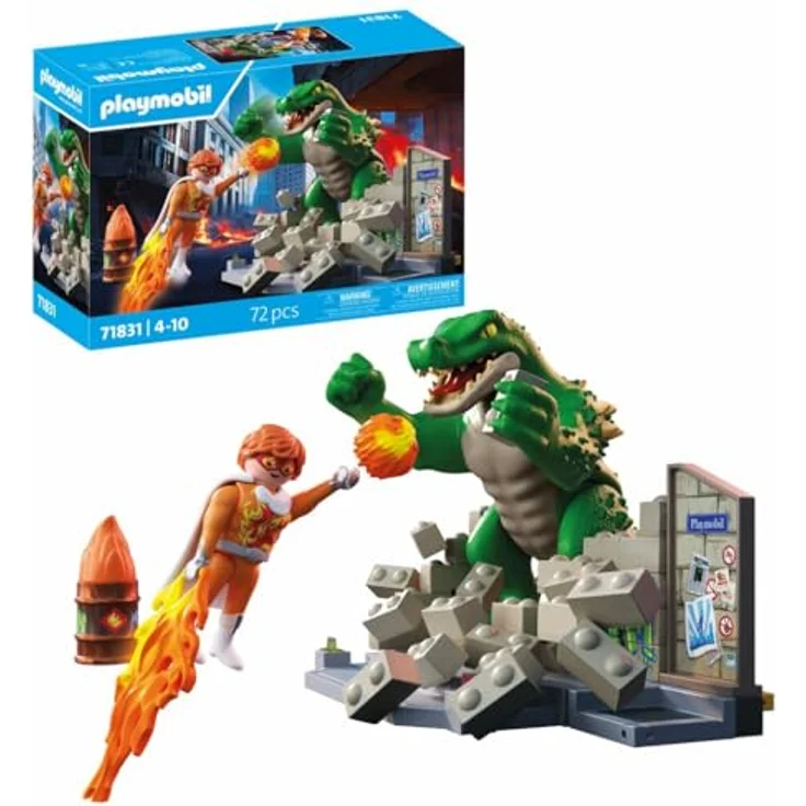 PLAYMOBIL Heroes Helden-Showdown mit Riesenechse, actionreiches Spielzeugset mit beweglicher Riesenechse und durchbrechbarer Mauer, ab 4 Jahren, 71831 – Bild 1