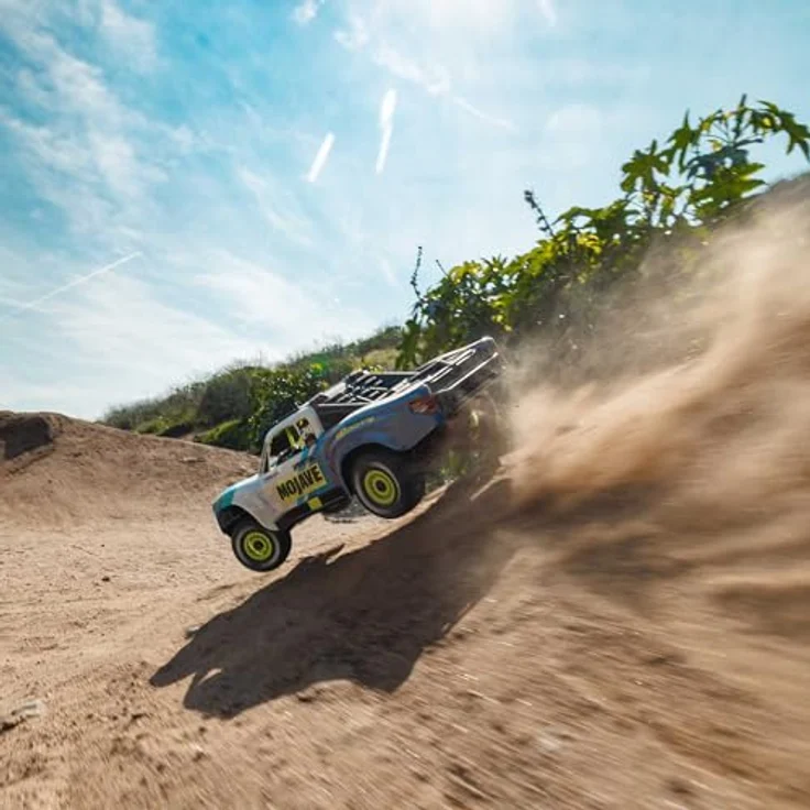 ARRMA Mojave Grom Ferngesteuertes Auto, RC Auto 1/18, Brushless Motor über 30 km/h, inkl. Akku und Zubehör, Blau-Weiß – Bild 5