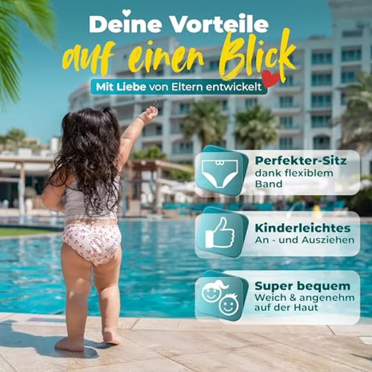 KIDVERSE Schwimmwindel Baby Badehose, hautfreundlich, wiederverwendbar & saugstark, inklusive Tragetasche, 1-2 Jahre – Bild 3