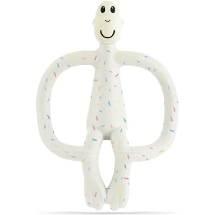 Matchstick Monkey Beißring Affe Original - Baby Zahnungshilfe 100% Silikon - BPA-frei - Greifling ab 3 Monaten (confetti) – Bild 4