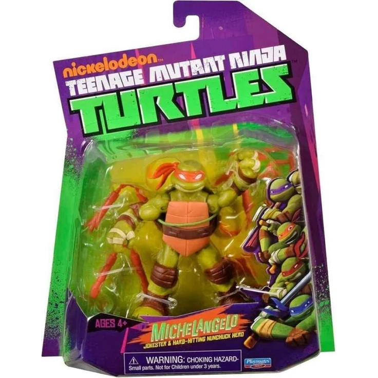 Playmates Toys Teenage Mutant Ninja Turtles World of TMNT Actionfigur Michelangelo, 11,5 cm, voll beweglich mit Nunchakus