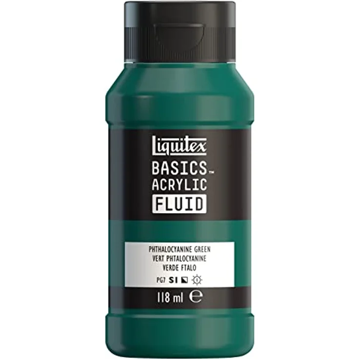 Liquitex Basics Fluid Acrylfarbe, 118ml Flasche - Phthalozyaningrün, schnell trocknend, lichtecht, wasserfest, auf Wasserbasis – Bild 1