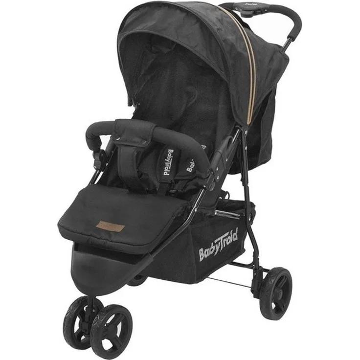 Babytrold Easy Go Buggy, verstellbar, bis 22 kg, Schwarz, mit Netz & Korb, verstellbarer Fußstütze, leicht und kompakt faltbar
