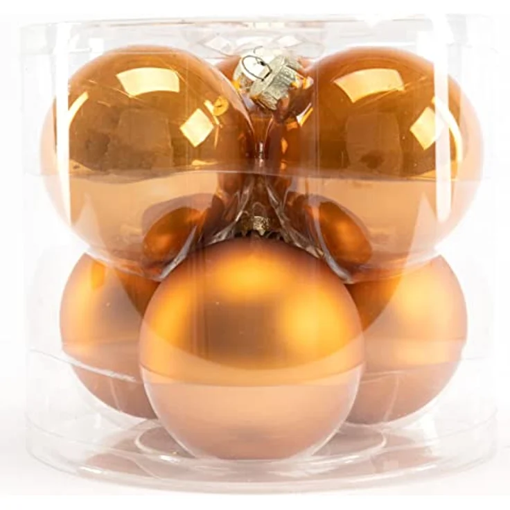 TrendLine Weihnachtskugeln aus Glas Ø 8 cm Bernstein 6 Stück Christbaum- & Feiertagsschmuck – Bild 1