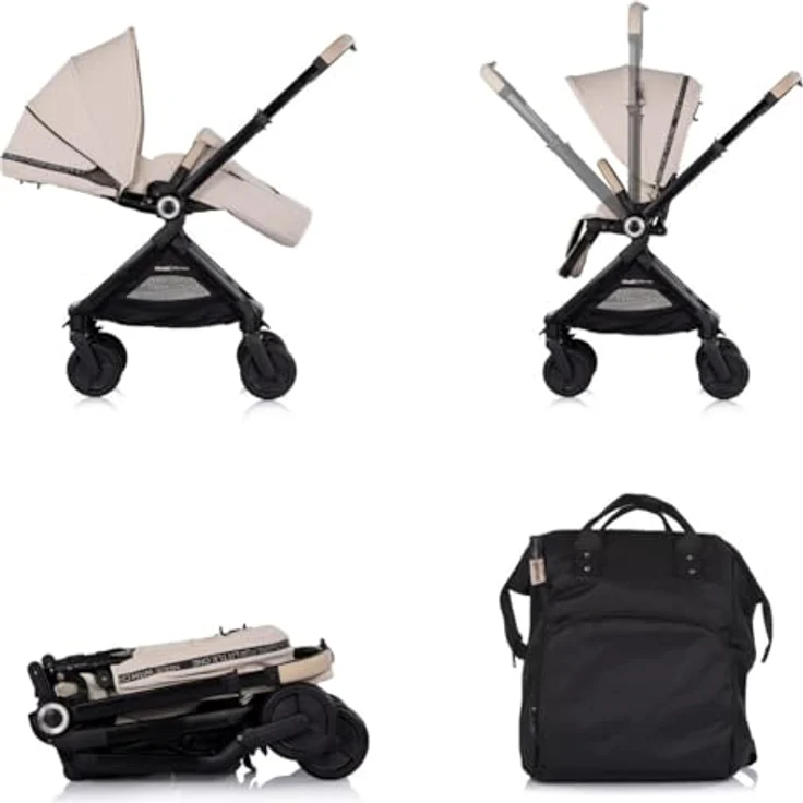 Chipolino Kombikinderwagen Elite 2 in 1 next GEN, klappbar mit Fußsack und Moskitonetz, beige, für Kinder ab Geburt bis 48 Monate – Bild 4