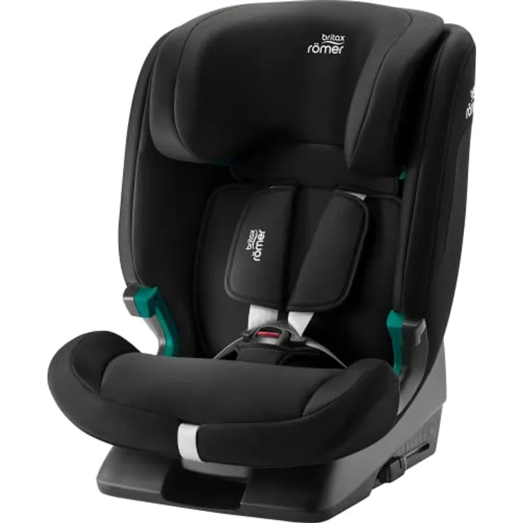 BRITAX RÖMER Kindersitz EVOLVAFIX, i-Size Kindersitz für Kinder 76-150 cm, Space Black, 5-Punkt-Gurt bis 22 kg, ISOFIX & Top Tether Installation