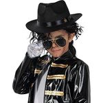 Funidelia Michael Jackson Kostüm Kit für Jungen, Zubehör mit Perücke, Hut, Brille und Handschuhen, Schwarz