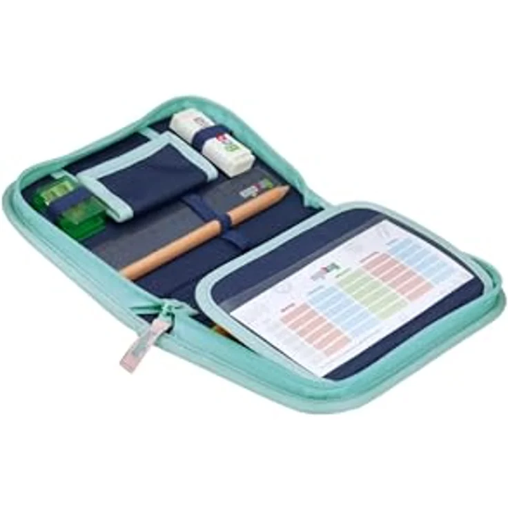 ergobag Federmäppchen 23-tlg, inkl. Lyra-Buntstifte, Bleistift, Radiergummi, Anspitzer und Lineal, Zwillingsdesign passend zu ergobag Rucksäcken – Bild 3