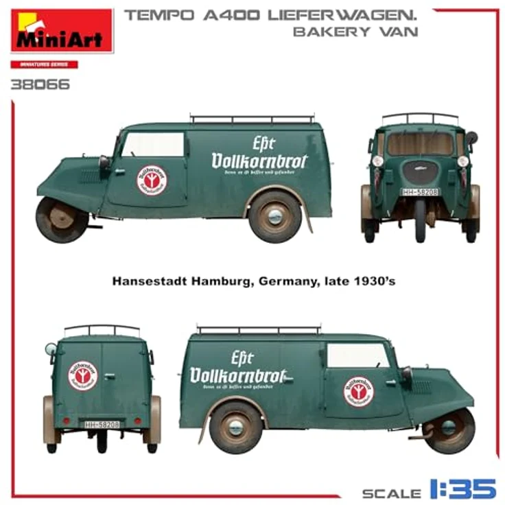 Other 1:35 Tempo A400 Lieferwagen, Modellfahrzeug mit Backwaren und variablen Decals – Bild 2