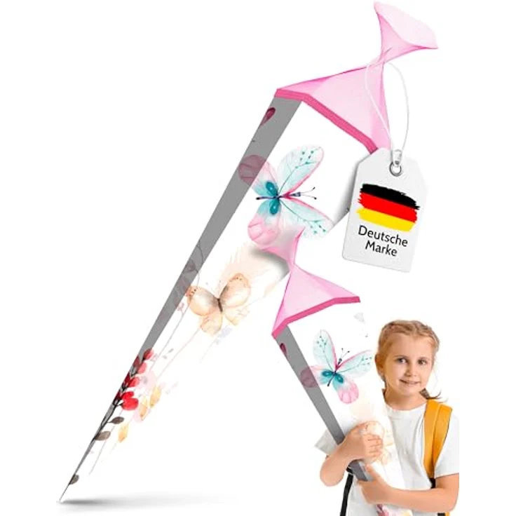 itenga Schultüte 85cm Schmetterling 6eckig - Verstärkte Zuckertüte für Mädchen zur Einschulung, modernes Design – Bild 2